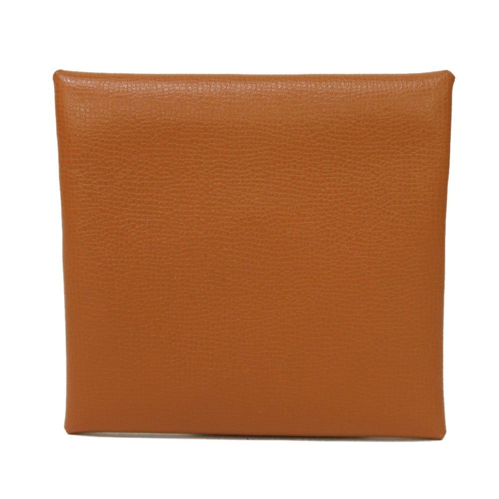 HERMES Coin case Vaugham Tofi Madame Calfskin Pressed Toffee Brown Snap Button Coin Pocket Wallet Bastia Women(Unisex) Used