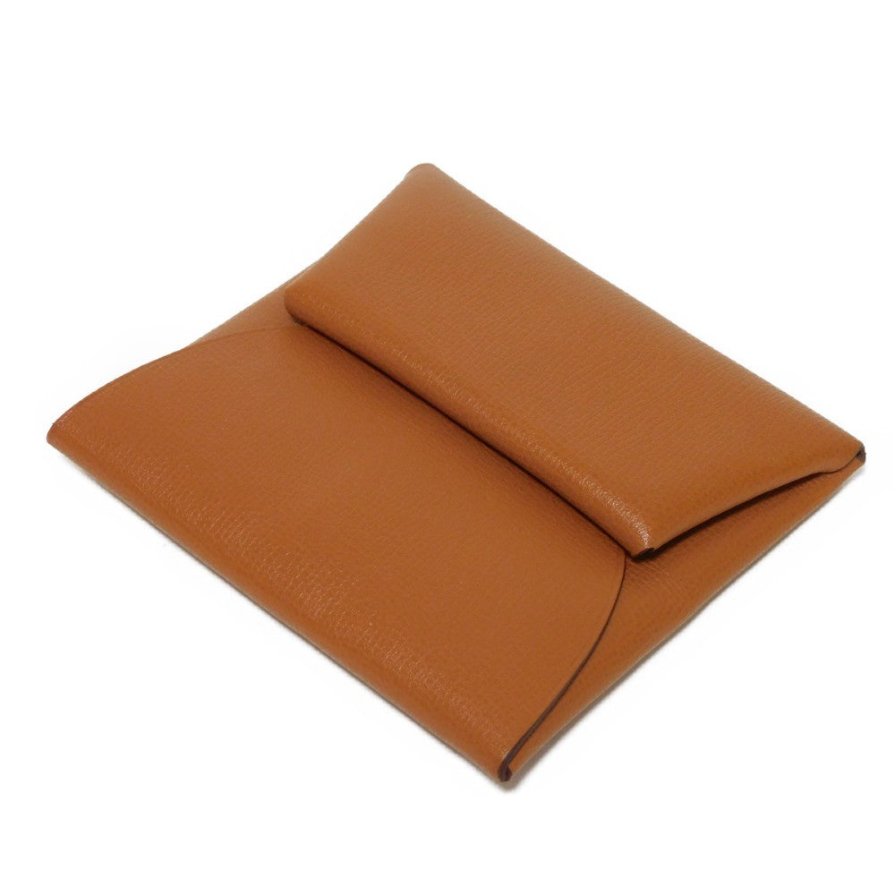 HERMES Coin case Vaugham Tofi Madame Calfskin Pressed Toffee Brown Snap Button Coin Pocket Wallet Bastia Women(Unisex) Used