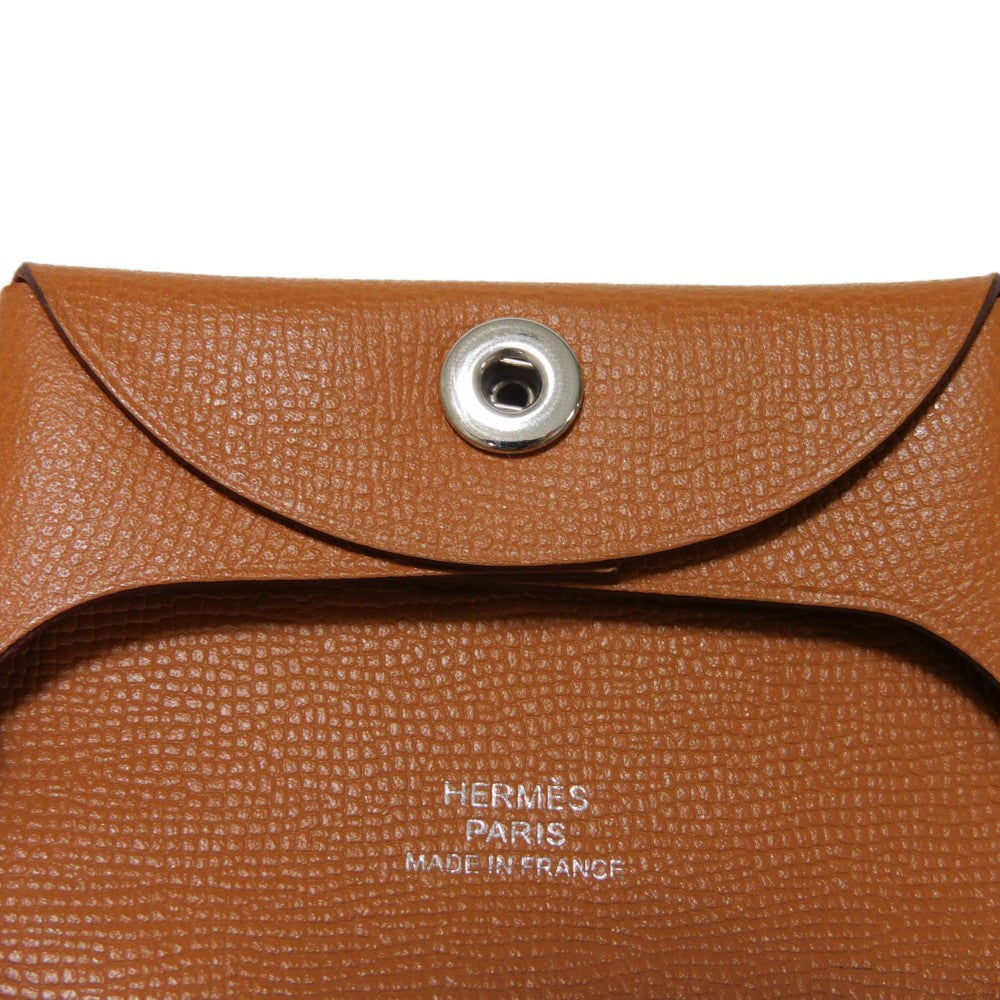 HERMES Coin case Vaugham Tofi Madame Calfskin Pressed Toffee Brown Snap Button Coin Pocket Wallet Bastia Women(Unisex) Used