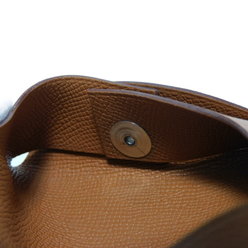 HERMES Coin case Vaugham Tofi Madame Calfskin Pressed Toffee Brown Snap Button Coin Pocket Wallet Bastia Women(Unisex) Used