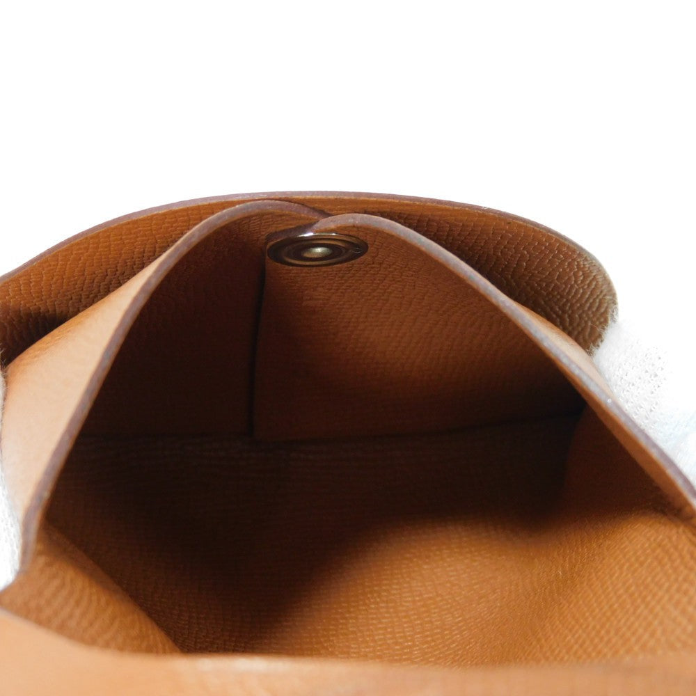 HERMES Coin case Vaugham Tofi Madame Calfskin Pressed Toffee Brown Snap Button Coin Pocket Wallet Bastia Women(Unisex) Used