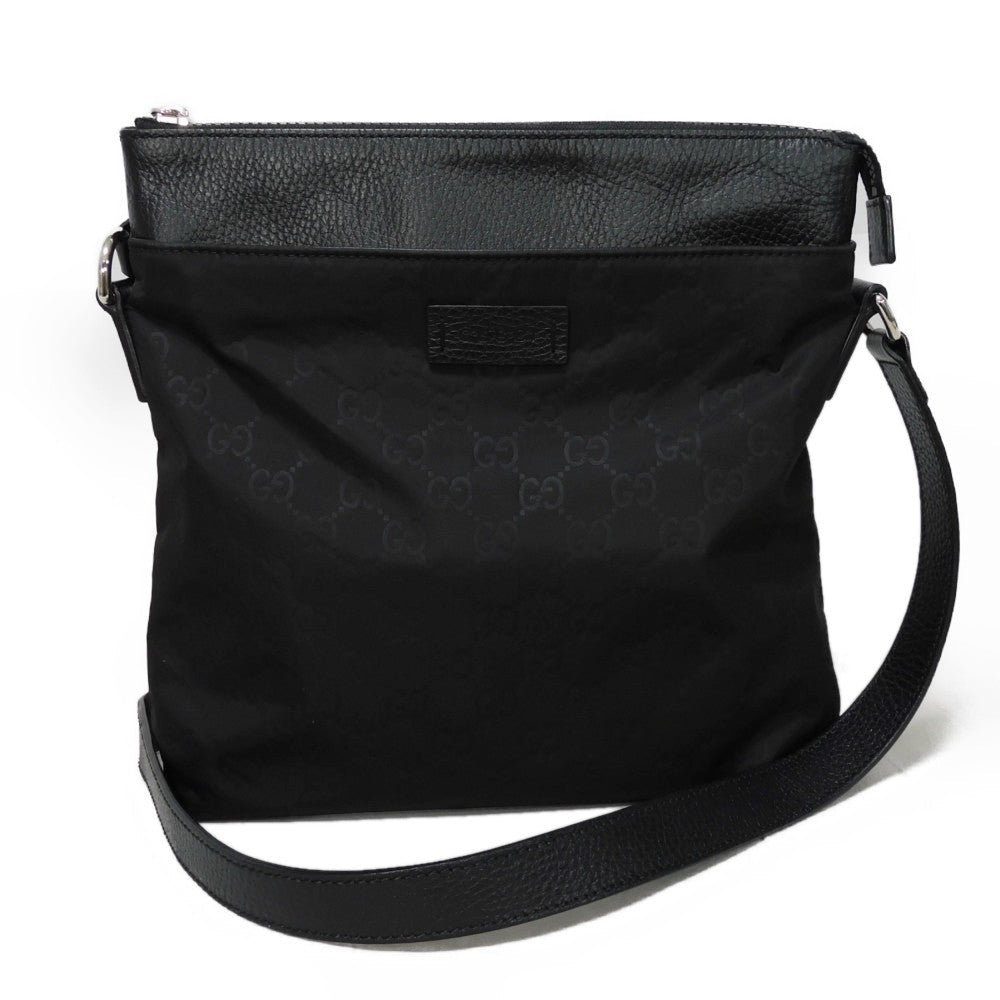 GUCCI Shoulder Bag 510342 K28BN 1000 Nylon canvas x calf leather (embossed) black Logo embossed Calfskin nylon GG nylon Small messenger bag mens(Unisex) Used