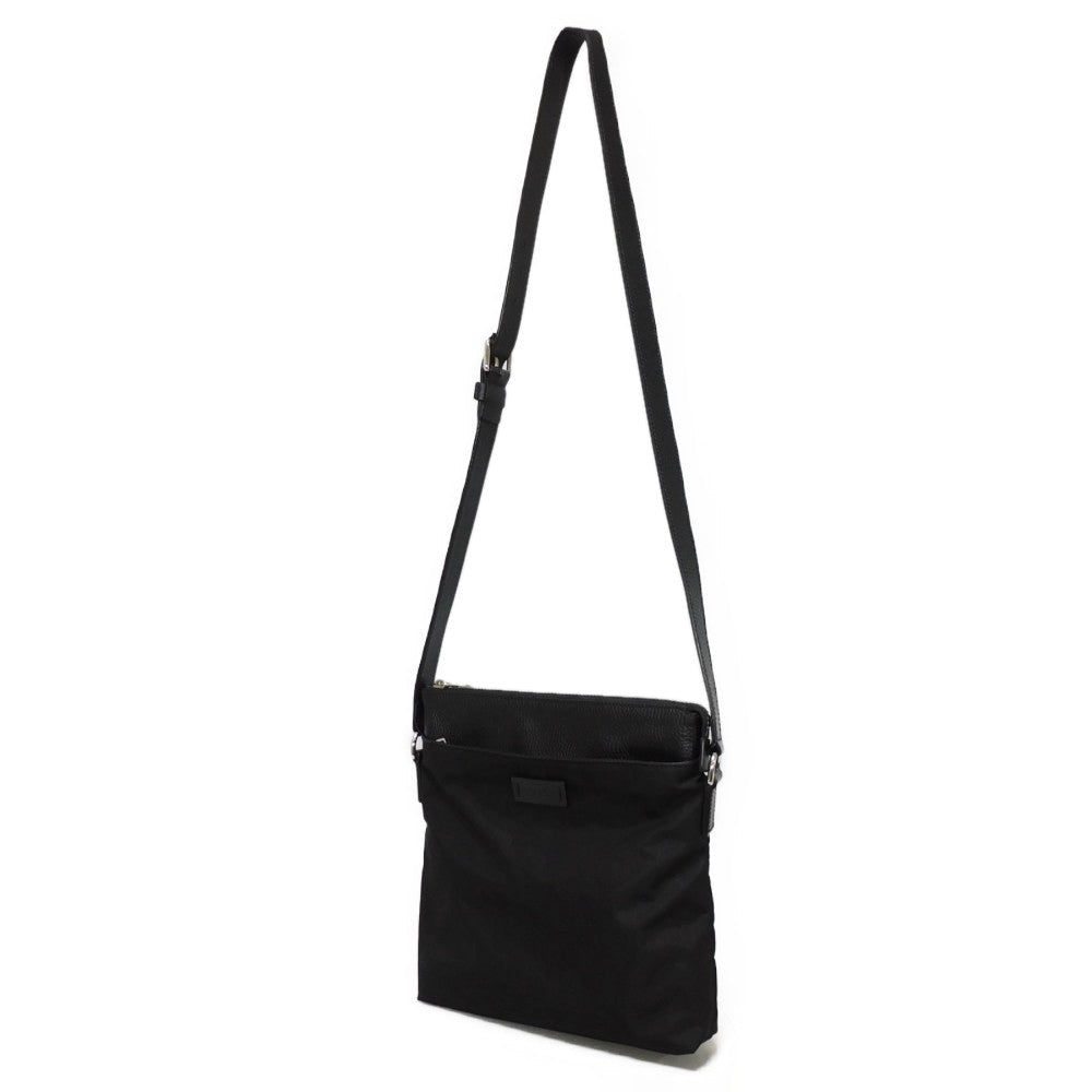 GUCCI Shoulder Bag 510342 K28BN 1000 Nylon canvas x calf leather (embossed) black Logo embossed Calfskin nylon GG nylon Small messenger bag mens(Unisex) Used