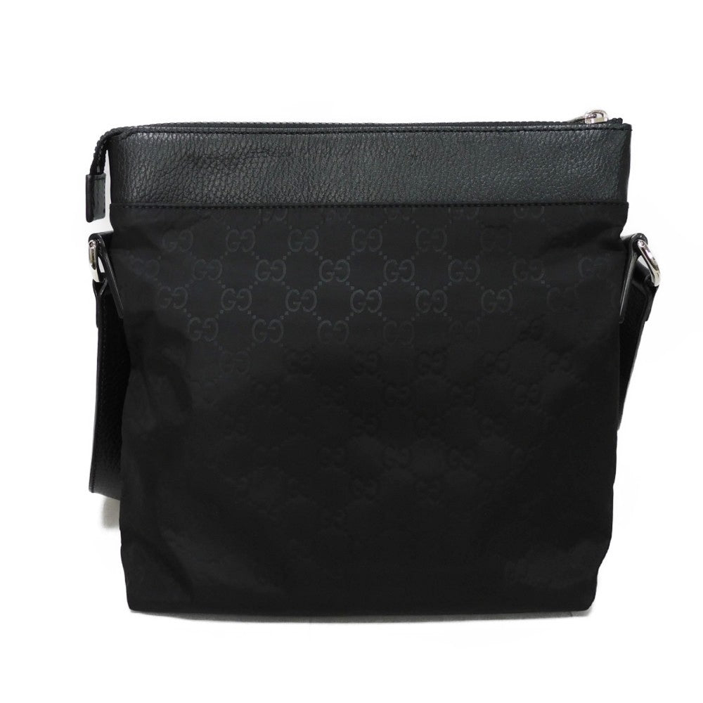 GUCCI Shoulder Bag 510342 K28BN 1000 Nylon canvas x calf leather (embossed) black Logo embossed Calfskin nylon GG nylon Small messenger bag mens(Unisex) Used