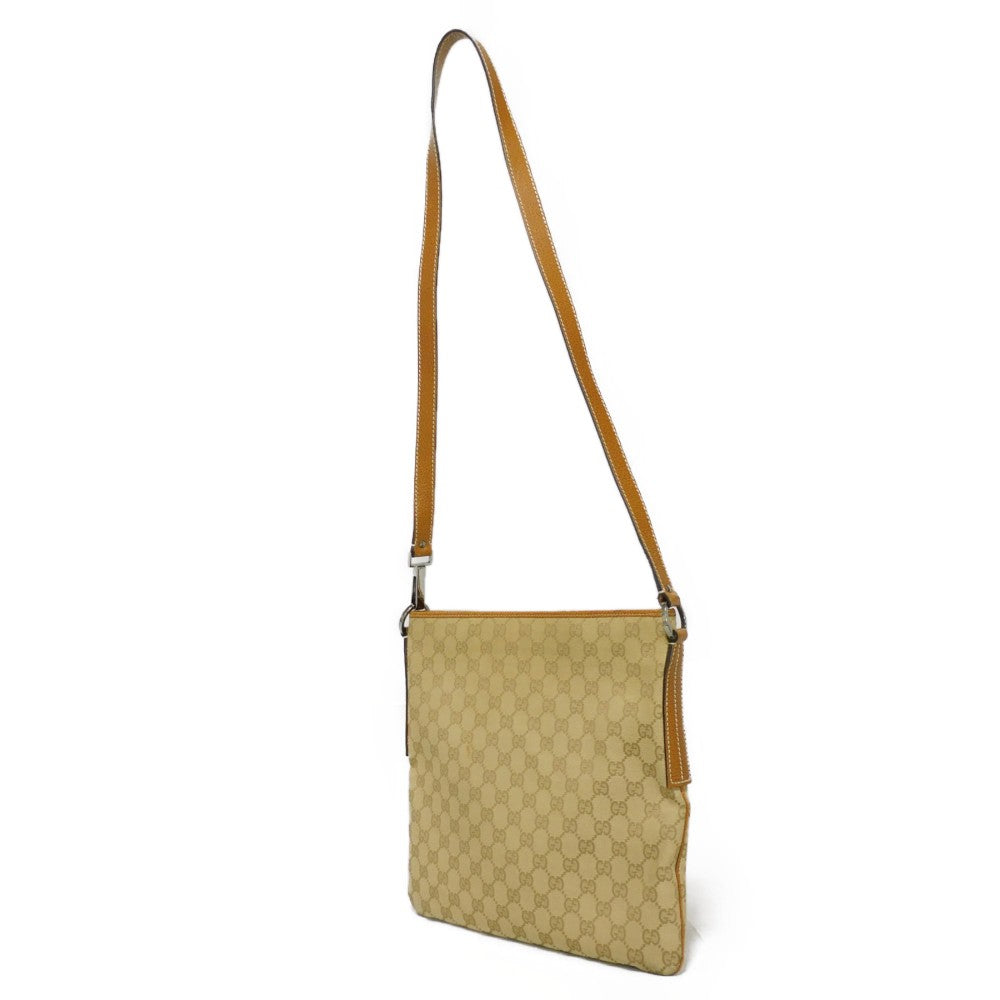 GUCCI Shoulder Bag 113013 GG canvas x pigskin beige Double G Brown Crossbody GG canvas Messenger bag unisex(Unisex) Used