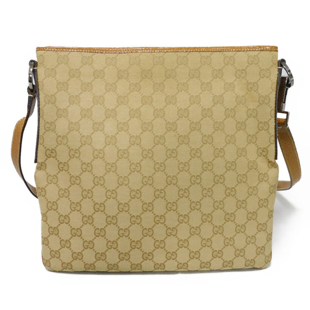 GUCCI Shoulder Bag 113013 GG canvas x pigskin beige Double G Brown Crossbody GG canvas Messenger bag unisex(Unisex) Used