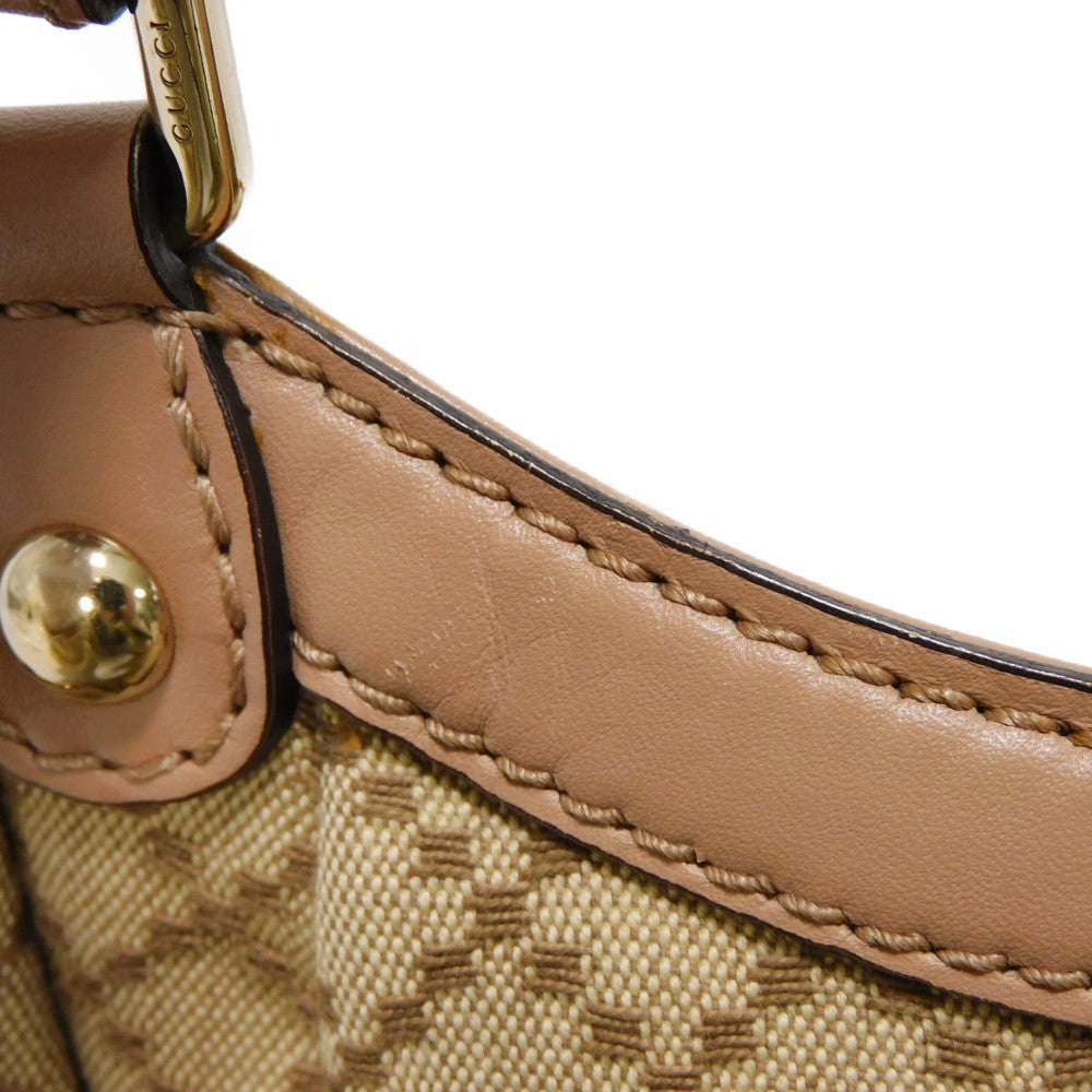 GUCCI Handbag 211944 Diamante canvas x calf leather beige Interlocking G Calfskin Pink Beige Diamante Sookie Tote Bag Women Used