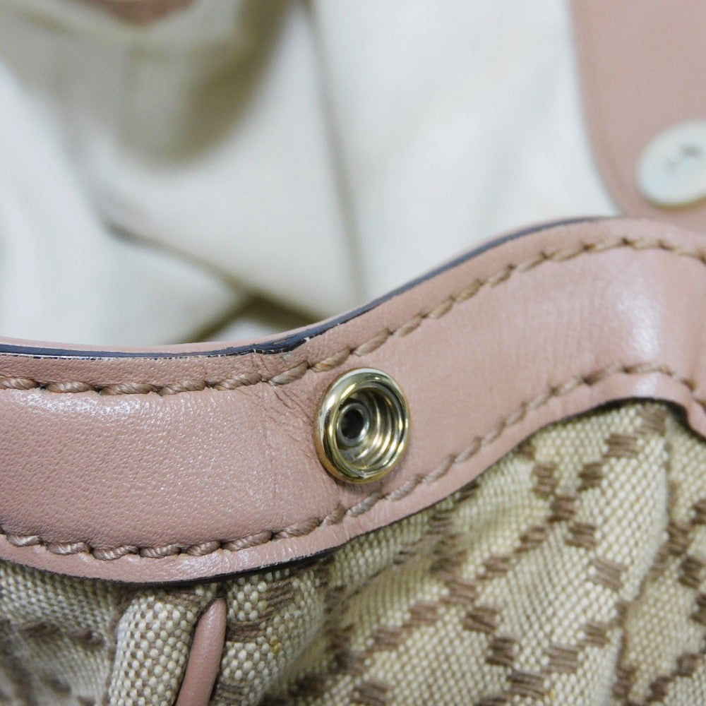 GUCCI Handbag 211944 Diamante canvas x calf leather beige Interlocking G Calfskin Pink Beige Diamante Sookie Tote Bag Women Used