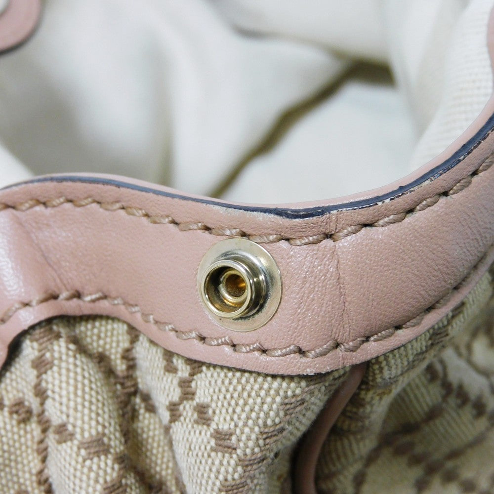 GUCCI Handbag 211944 Diamante canvas x calf leather beige Interlocking G Calfskin Pink Beige Diamante Sookie Tote Bag Women Used