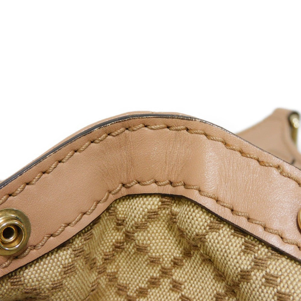 GUCCI Handbag 211944 Diamante canvas x calf leather beige Interlocking G Calfskin Pink Beige Diamante Sookie Tote Bag Women Used