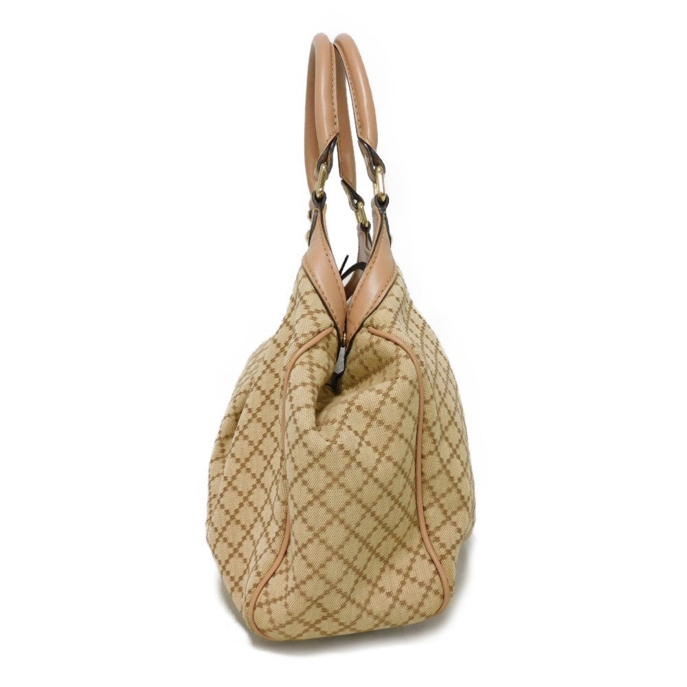 GUCCI Handbag 211944 Diamante canvas x calf leather beige Interlocking G Calfskin Pink Beige Diamante Sookie Tote Bag Women Used