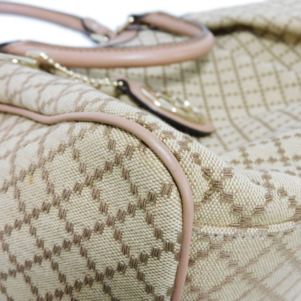 GUCCI Handbag 211944 Diamante canvas x calf leather beige Interlocking G Calfskin Pink Beige Diamante Sookie Tote Bag Women Used