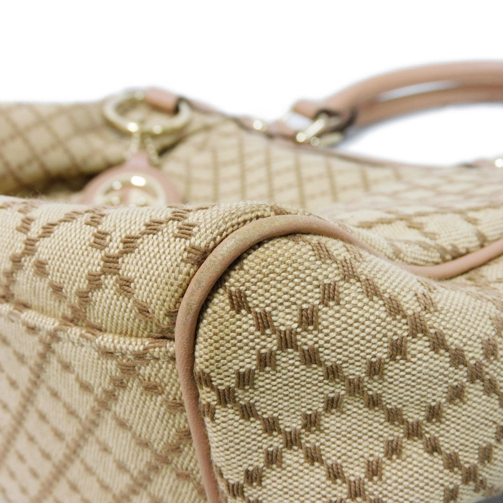 GUCCI Handbag 211944 Diamante canvas x calf leather beige Interlocking G Calfskin Pink Beige Diamante Sookie Tote Bag Women Used