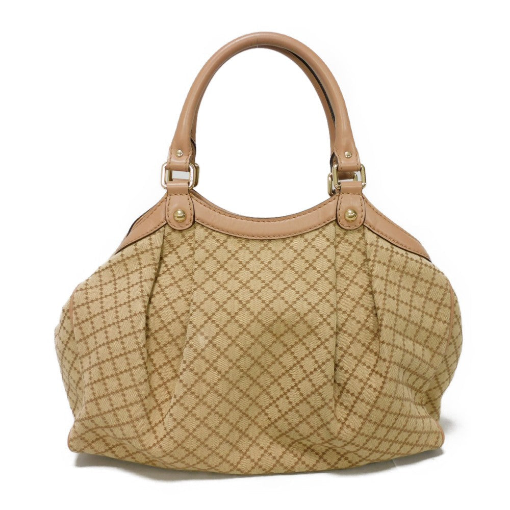 GUCCI Handbag 211944 Diamante canvas x calf leather beige Interlocking G Calfskin Pink Beige Diamante Sookie Tote Bag Women Used