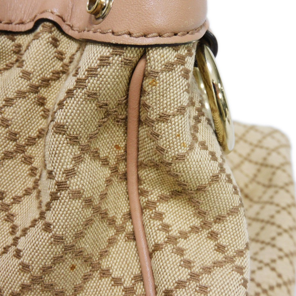 GUCCI Handbag 211944 Diamante canvas x calf leather beige Interlocking G Calfskin Pink Beige Diamante Sookie Tote Bag Women Used