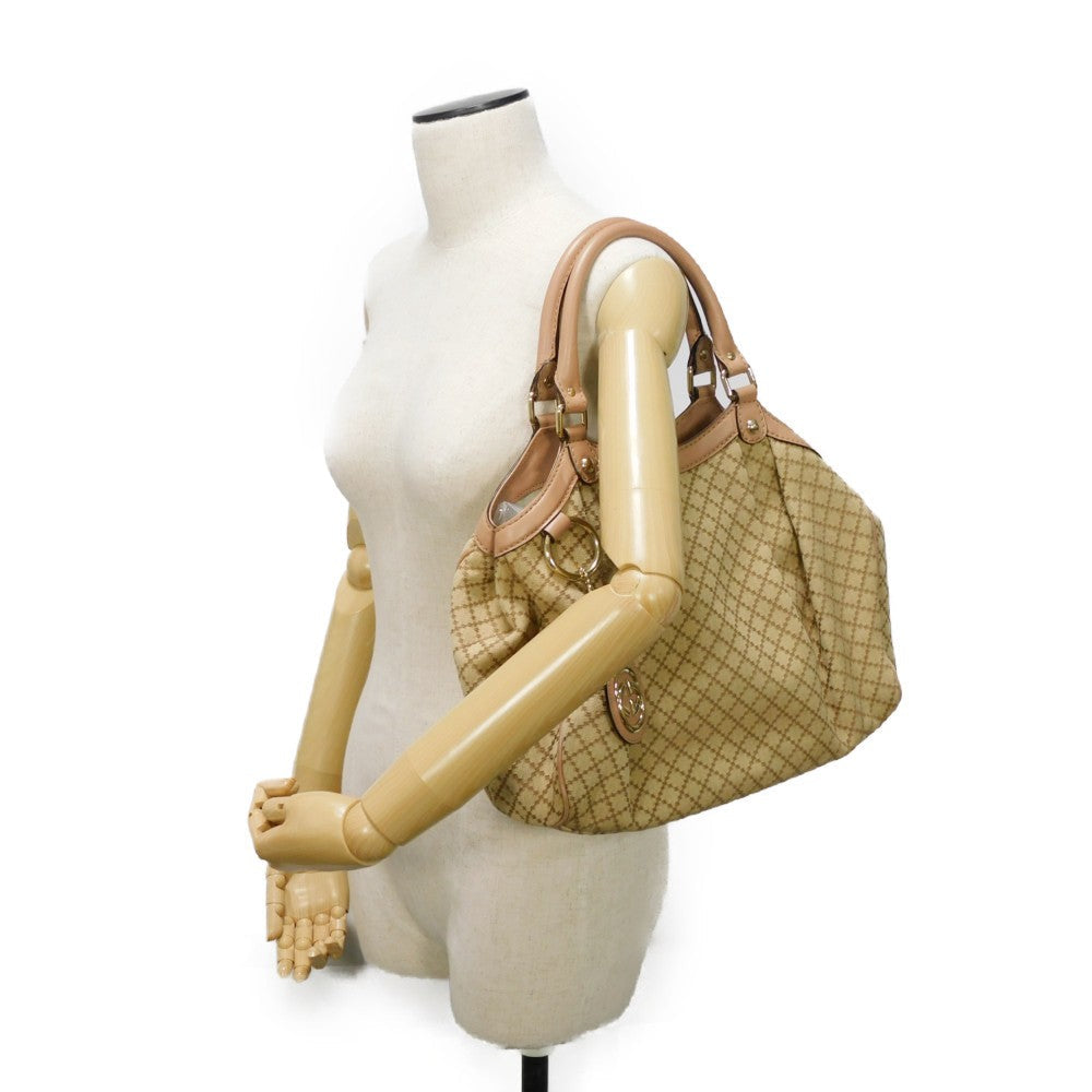 GUCCI Handbag 211944 Diamante canvas x calf leather beige Interlocking G Calfskin Pink Beige Diamante Sookie Tote Bag Women Used