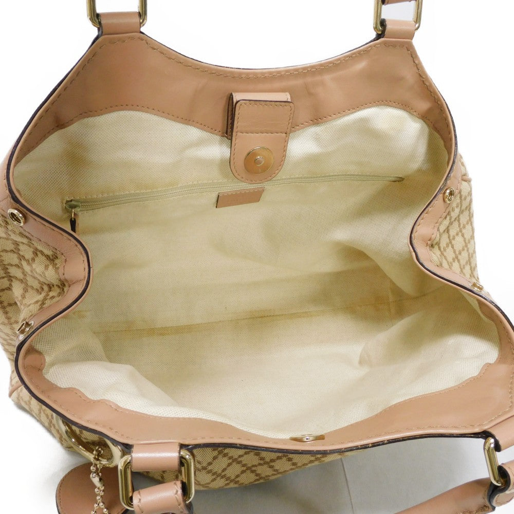 GUCCI Handbag 211944 Diamante canvas x calf leather beige Interlocking G Calfskin Pink Beige Diamante Sookie Tote Bag Women Used