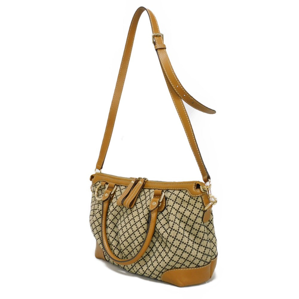 GUCCI Handbag 247902 Diamante canvas x calf leather beige Black Calfskin Brown 2WAY Shoulder Bag Diamante Sookie Tote Bag Women Used