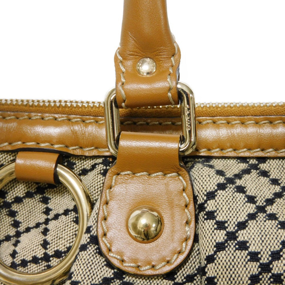 GUCCI Handbag 247902 Diamante canvas x calf leather beige Black Calfskin Brown 2WAY Shoulder Bag Diamante Sookie Tote Bag Women Used