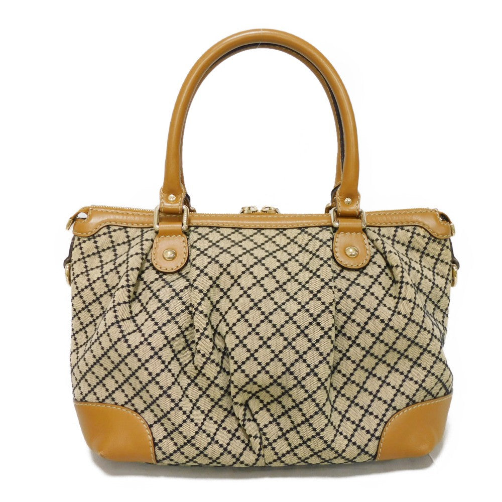 GUCCI Handbag 247902 Diamante canvas x calf leather beige Black Calfskin Brown 2WAY Shoulder Bag Diamante Sookie Tote Bag Women Used