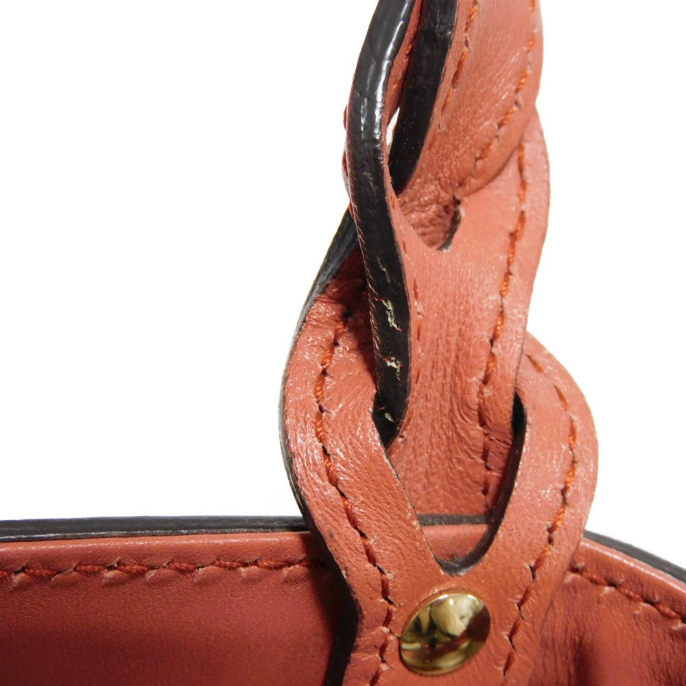 GUCCI Tote Bag 247209 linen natural Calfskin Terracotta Shoulder Bag logo Craft Medium Tote Women Used