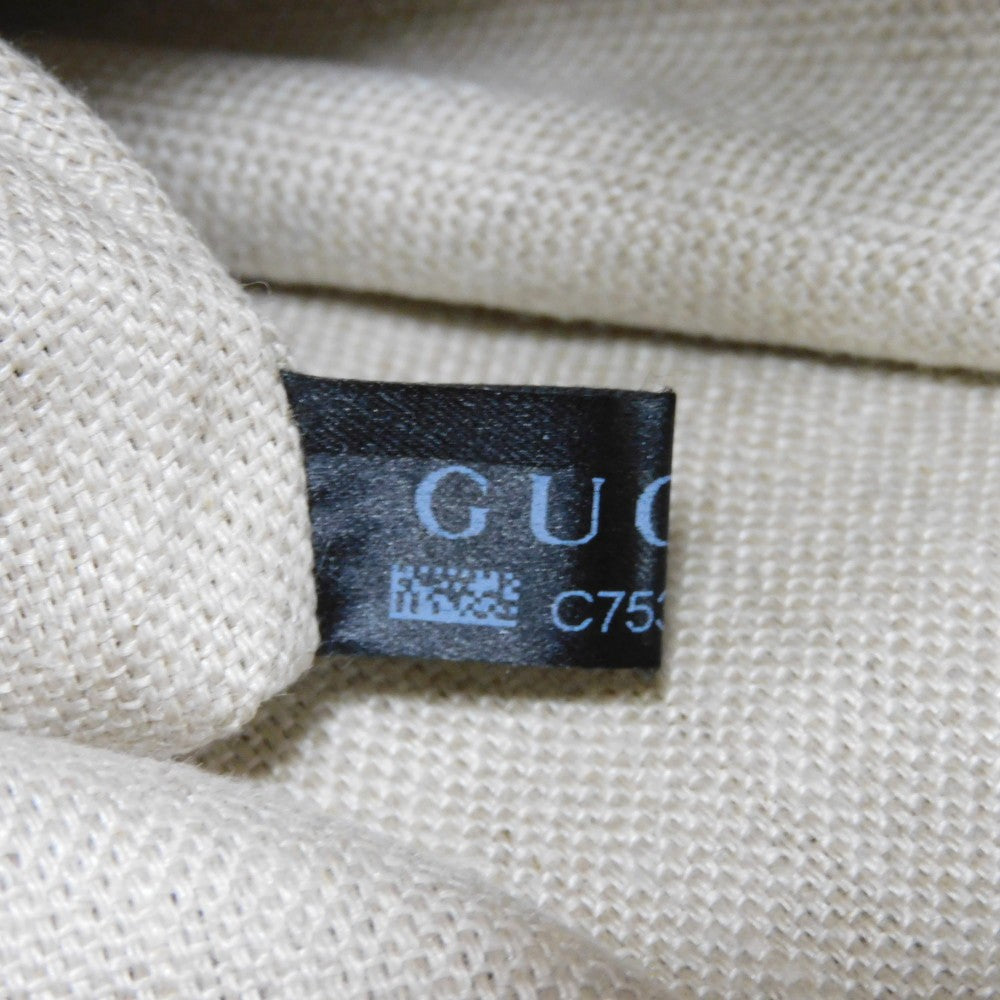GUCCI Tote Bag 247209 linen natural Calfskin Terracotta Shoulder Bag logo Craft Medium Tote Women Used
