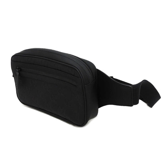 GUCCI Sling bag 771422 AAC4F 1000 Rubber effect leather x cotton linen black Current waist pouch, in good condition GG logo embossed GG rubber effect belt bag unisex(Unisex) Used