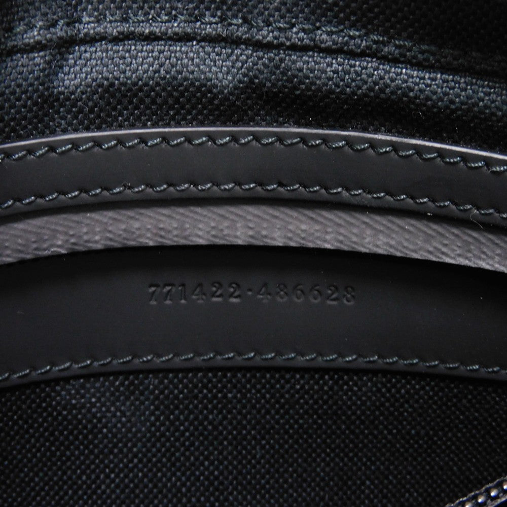 GUCCI Sling bag 771422 AAC4F 1000 Rubber effect leather x cotton linen black Current waist pouch, in good condition GG logo embossed GG rubber effect belt bag unisex(Unisex) Used