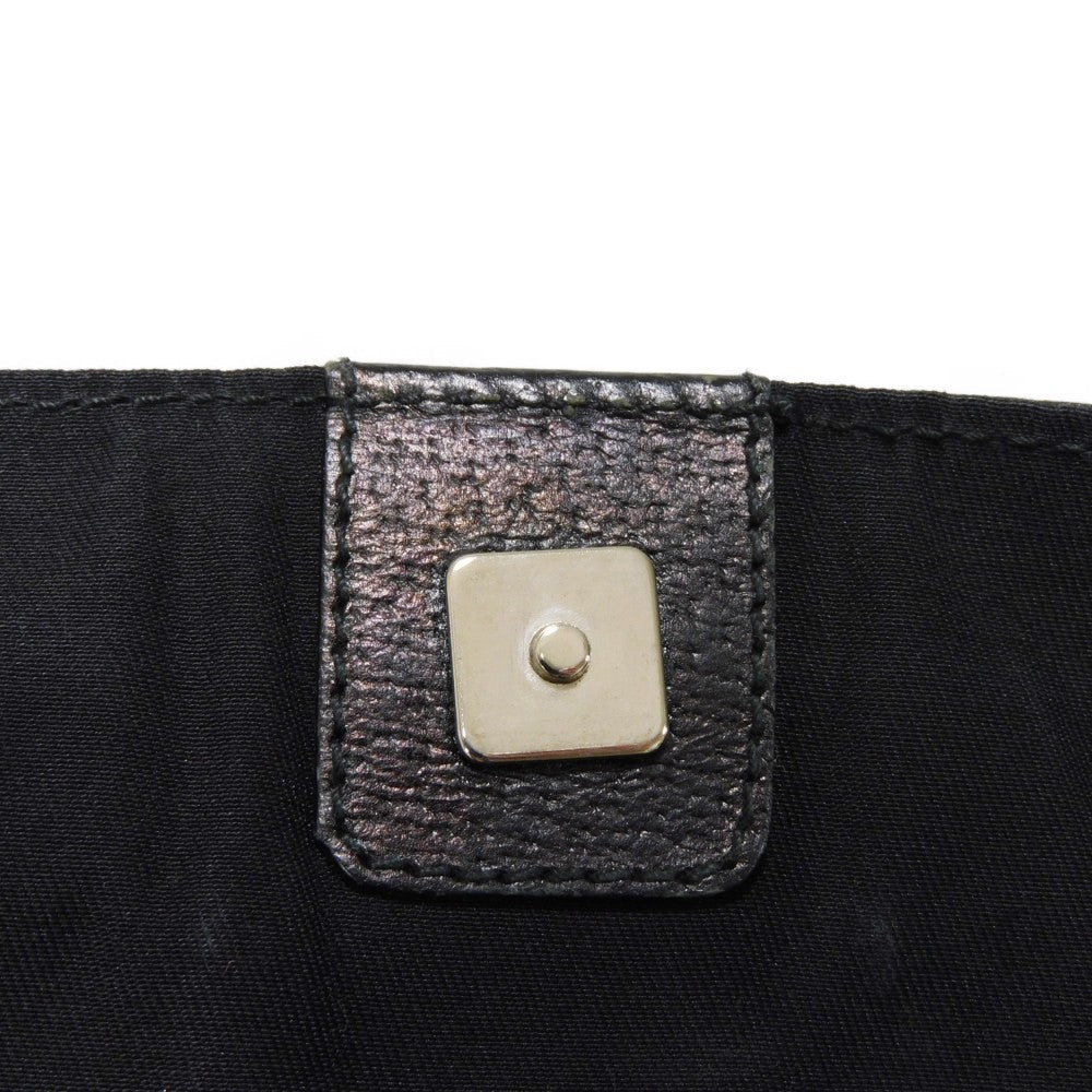 GUCCI Tote Bag 152601 GG canvas x calf leather black Calfskin logo embossed leather patch GG canvas tote mens Used