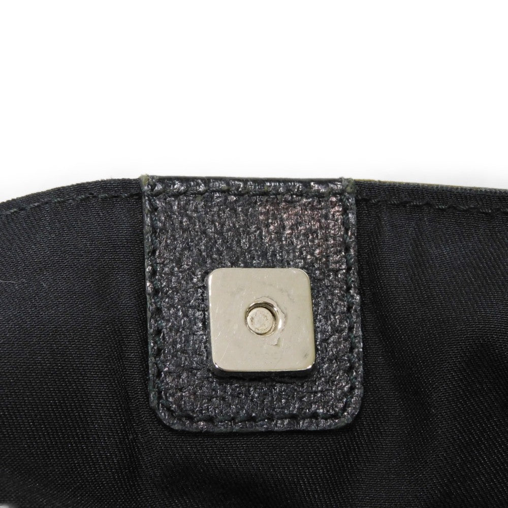 GUCCI Tote Bag 152601 GG canvas x calf leather black Calfskin logo embossed leather patch GG canvas tote mens Used