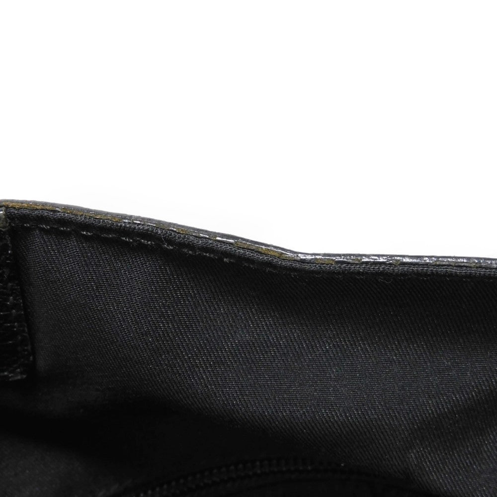 GUCCI Tote Bag 152601 GG canvas x calf leather black Calfskin logo embossed leather patch GG canvas tote mens Used