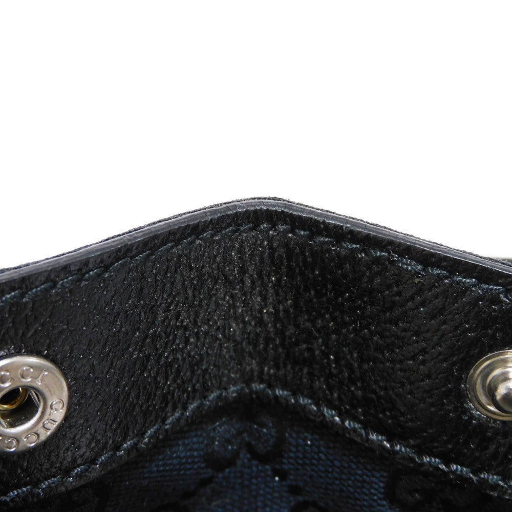 GUCCI Tote Bag 152601 GG canvas x calf leather black Calfskin logo embossed leather patch GG canvas tote mens Used