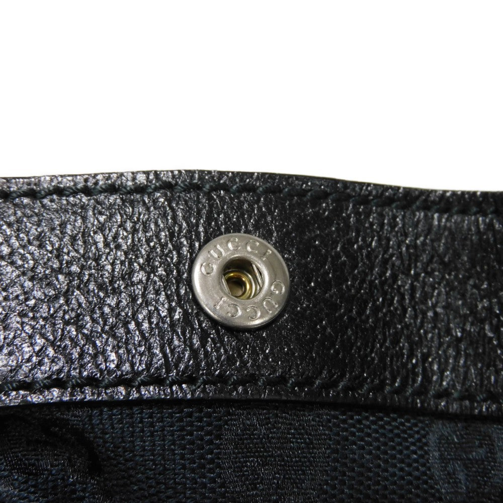GUCCI Tote Bag 152601 GG canvas x calf leather black Calfskin logo embossed leather patch GG canvas tote mens Used