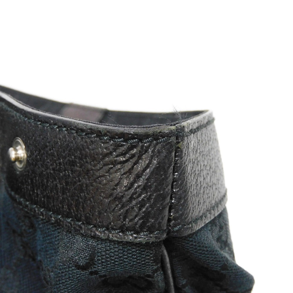 GUCCI Tote Bag 152601 GG canvas x calf leather black Calfskin logo embossed leather patch GG canvas tote mens Used