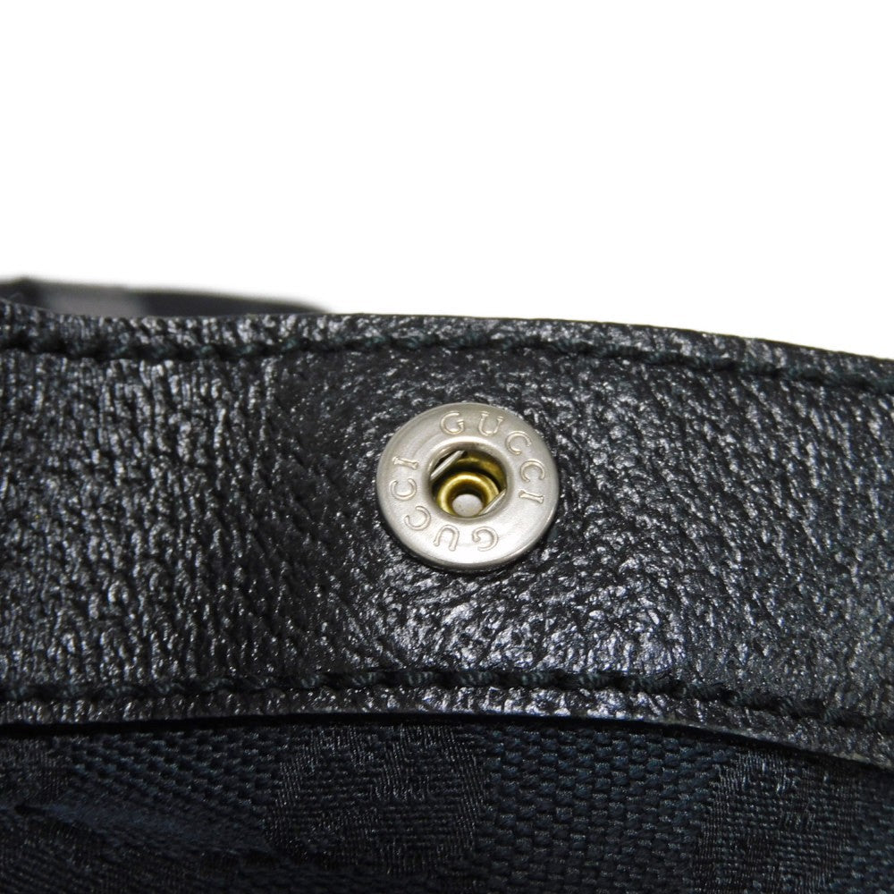 GUCCI Tote Bag 152601 GG canvas x calf leather black Calfskin logo embossed leather patch GG canvas tote mens Used