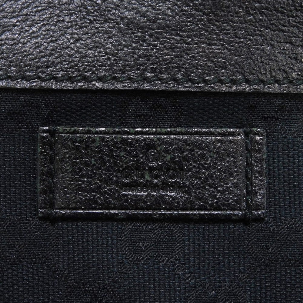 GUCCI Tote Bag 152601 GG canvas x calf leather black Calfskin logo embossed leather patch GG canvas tote mens Used