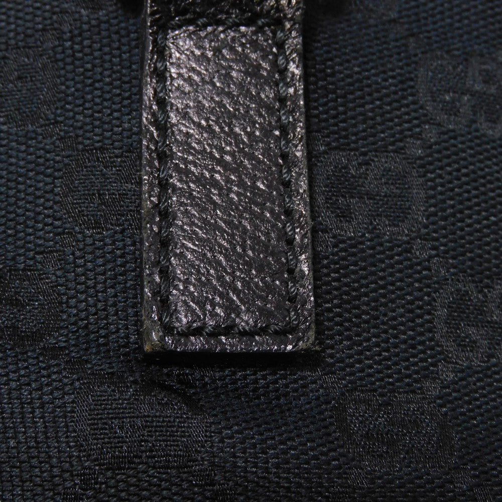 GUCCI Tote Bag 152601 GG canvas x calf leather black Calfskin logo embossed leather patch GG canvas tote mens Used