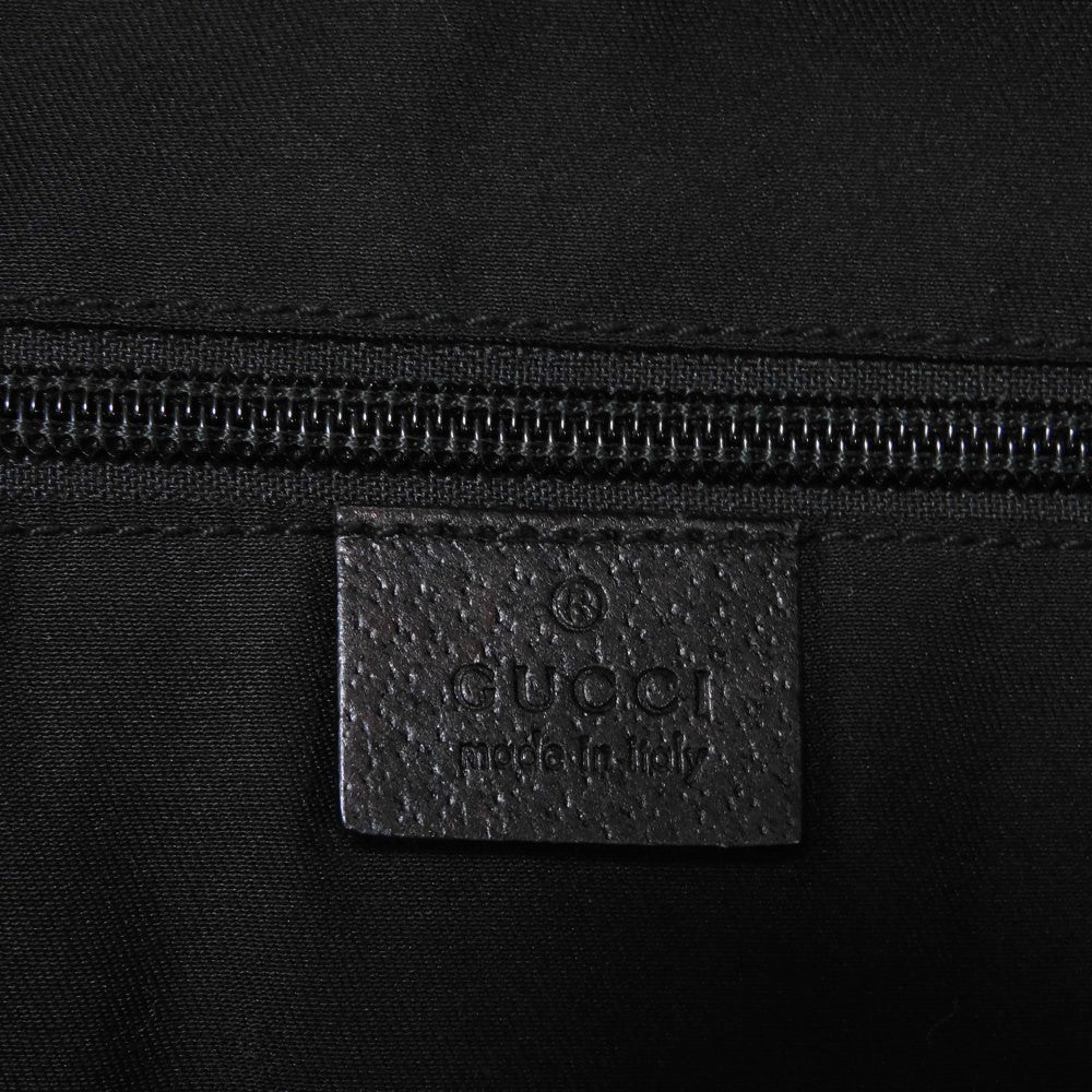 GUCCI Tote Bag 152601 GG canvas x calf leather black Calfskin logo embossed leather patch GG canvas tote mens Used