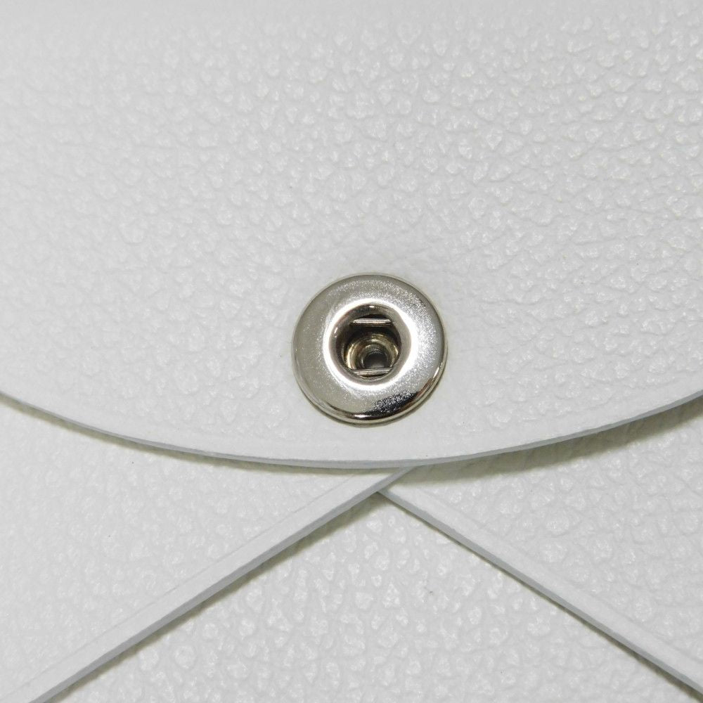 HERMES Card Case Evercolor Nata White Ivory Snap Button Bifold Wallet Business Card Holder Pass Case Good Condition Calvi unisex(Unisex) Used