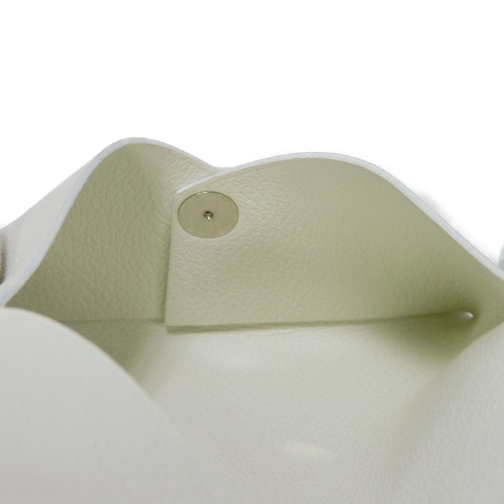 HERMES Card Case Evercolor Nata White Ivory Snap Button Bifold Wallet Business Card Holder Pass Case Good Condition Calvi unisex(Unisex) Used