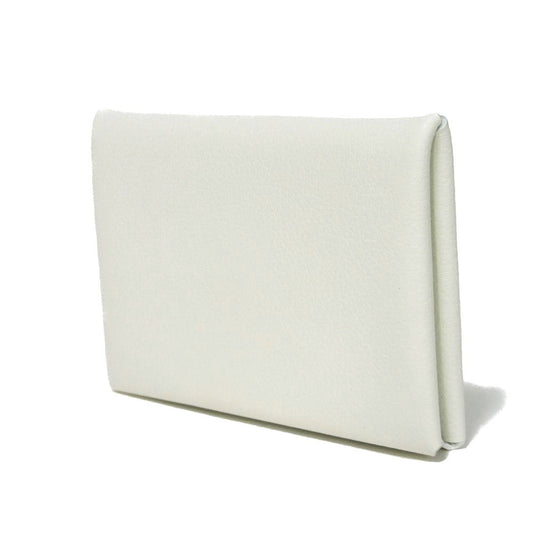 HERMES Card Case Evercolor Nata White Ivory Snap Button Bifold Wallet Business Card Holder Pass Case Good Condition Calvi unisex(Unisex) Used