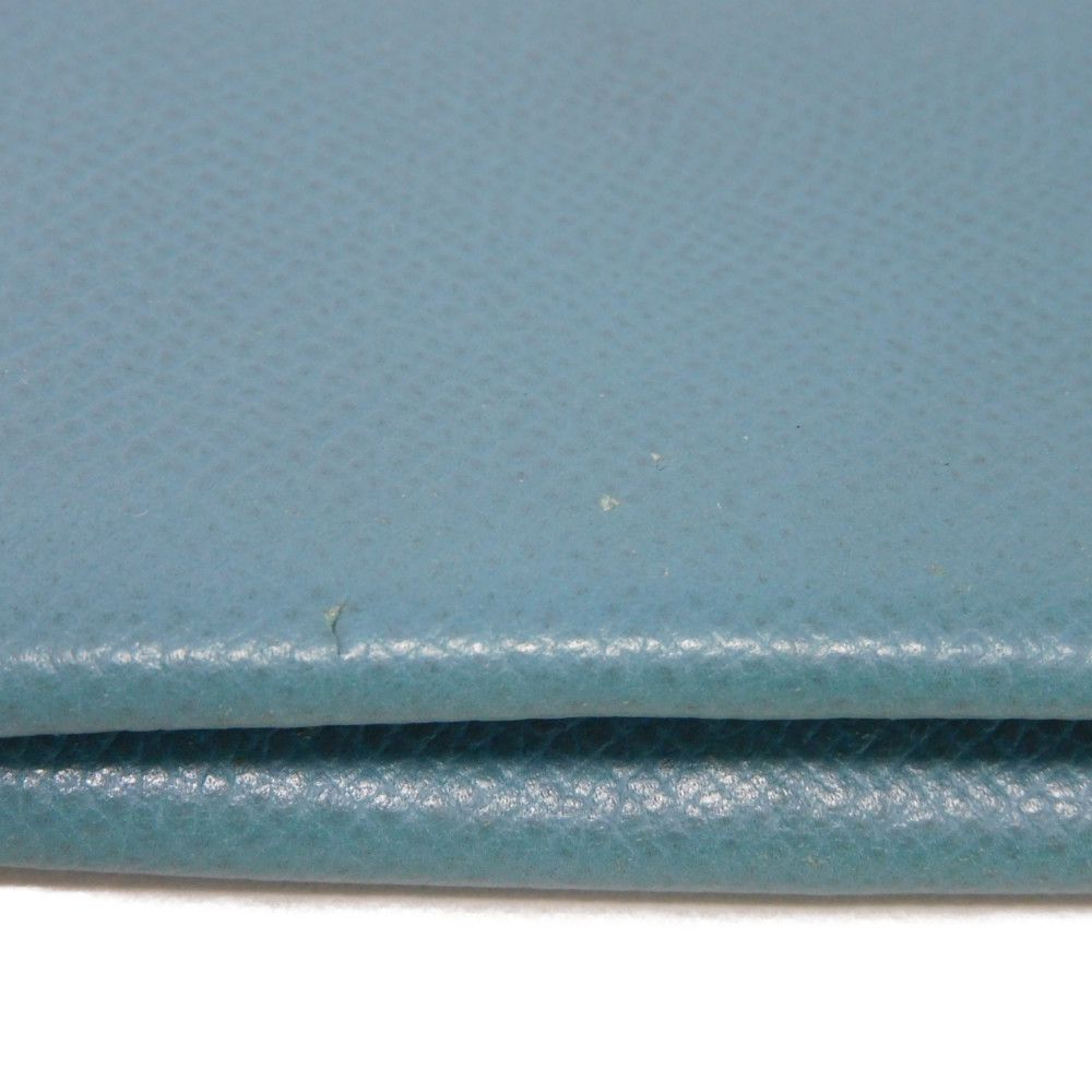 HERMES Card Case Epsom Blue gene Star Mark Pressed Calfskin Pastel Light Blue Bifold Wallet Calvi unisex(Unisex) Used