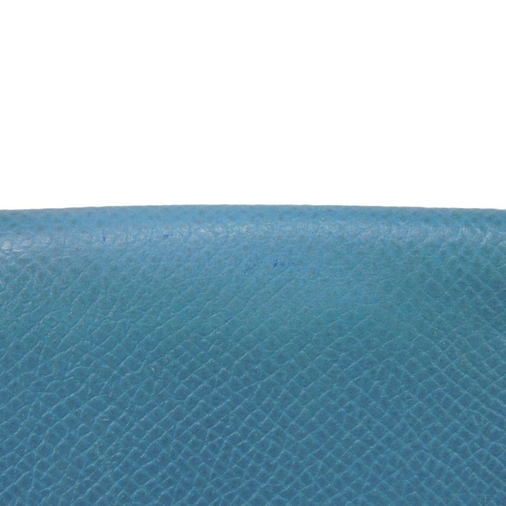 HERMES Card Case Epsom Blue gene Star Mark Pressed Calfskin Pastel Light Blue Bifold Wallet Calvi unisex(Unisex) Used