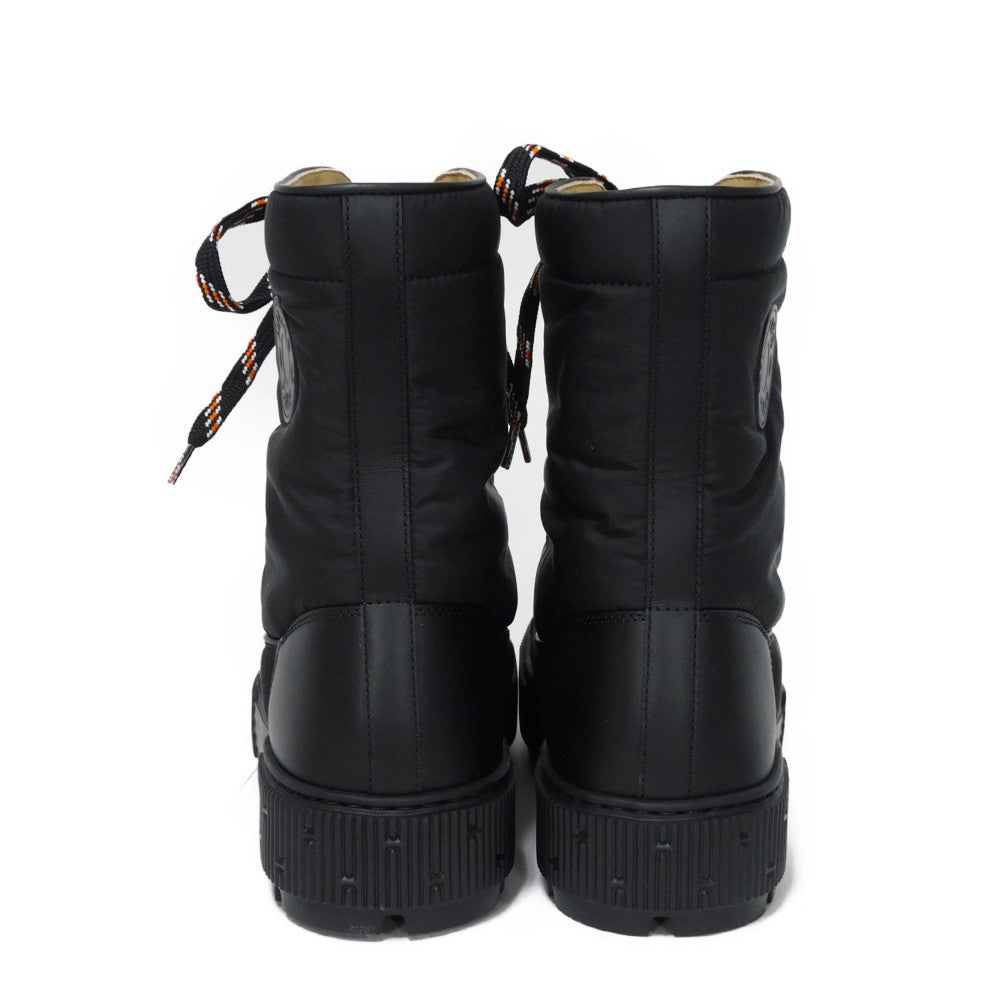 HERMES boots Quilted parachute fabric x Calfskin x rubber sole black crew de cell Fresh Short 36