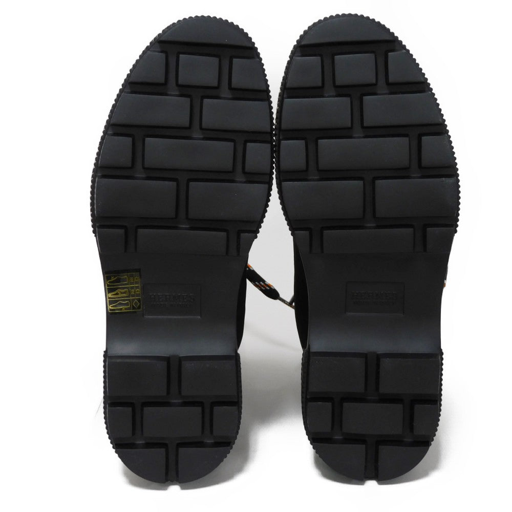 HERMES boots Quilted parachute fabric x Calfskin x rubber sole black crew de cell Fresh Short 36
