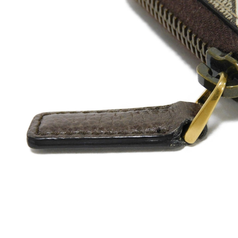 GUCCI Coin case 429232 GG Supreme canvas (polyurethane processing) x Calfskin leather beige Chevron Web Stripe Green GG Supreme compact zip around wallet unisex(Unisex) Used