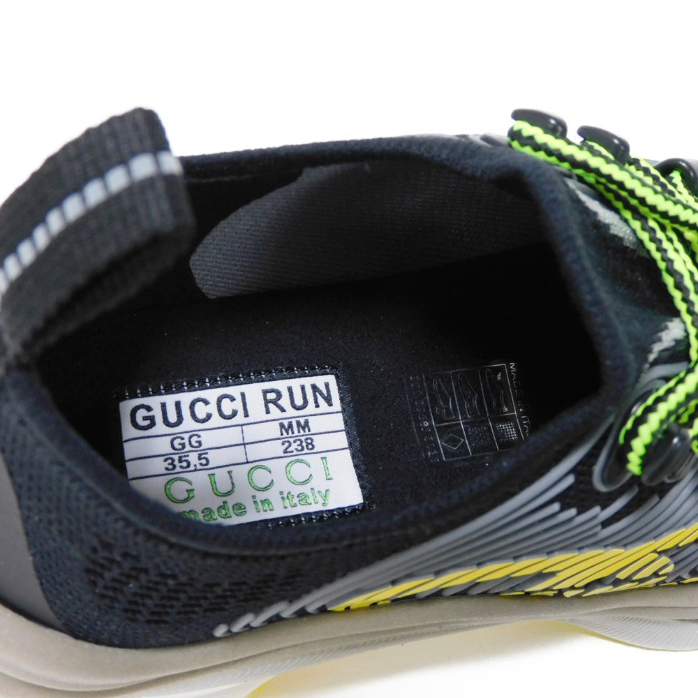 GUCCI sneakers 680939 USM10 8480 fabric black Interlocking G Technical knit run 35 1/2