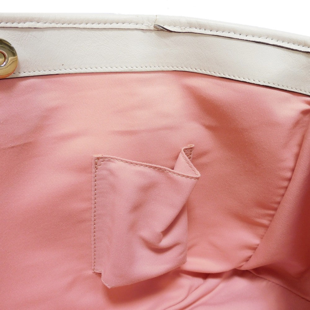 GUCCI Tote Bag 257302 GG canvas x calf leather Light pink Leather Patch Ivory Bicolor Shoulder Bag Logo embossing GG canvas tote unisex(Unisex) Used