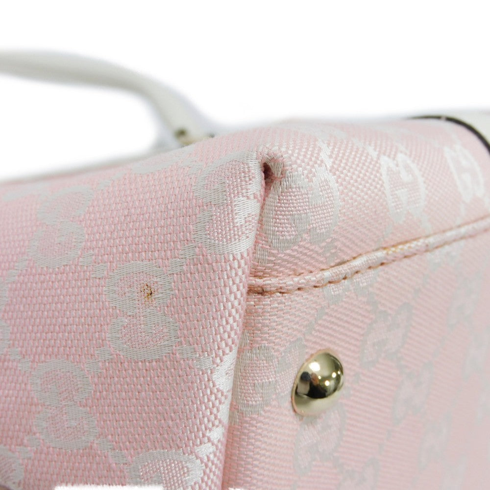 GUCCI Tote Bag 257302 GG canvas x calf leather Light pink Leather Patch Ivory Bicolor Shoulder Bag Logo embossing GG canvas tote unisex(Unisex) Used