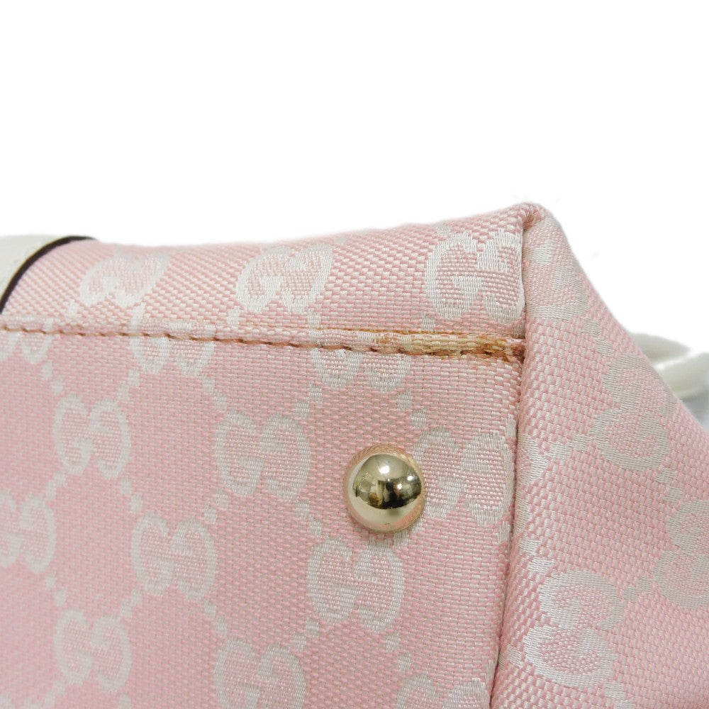 GUCCI Tote Bag 257302 GG canvas x calf leather Light pink Leather Patch Ivory Bicolor Shoulder Bag Logo embossing GG canvas tote unisex(Unisex) Used